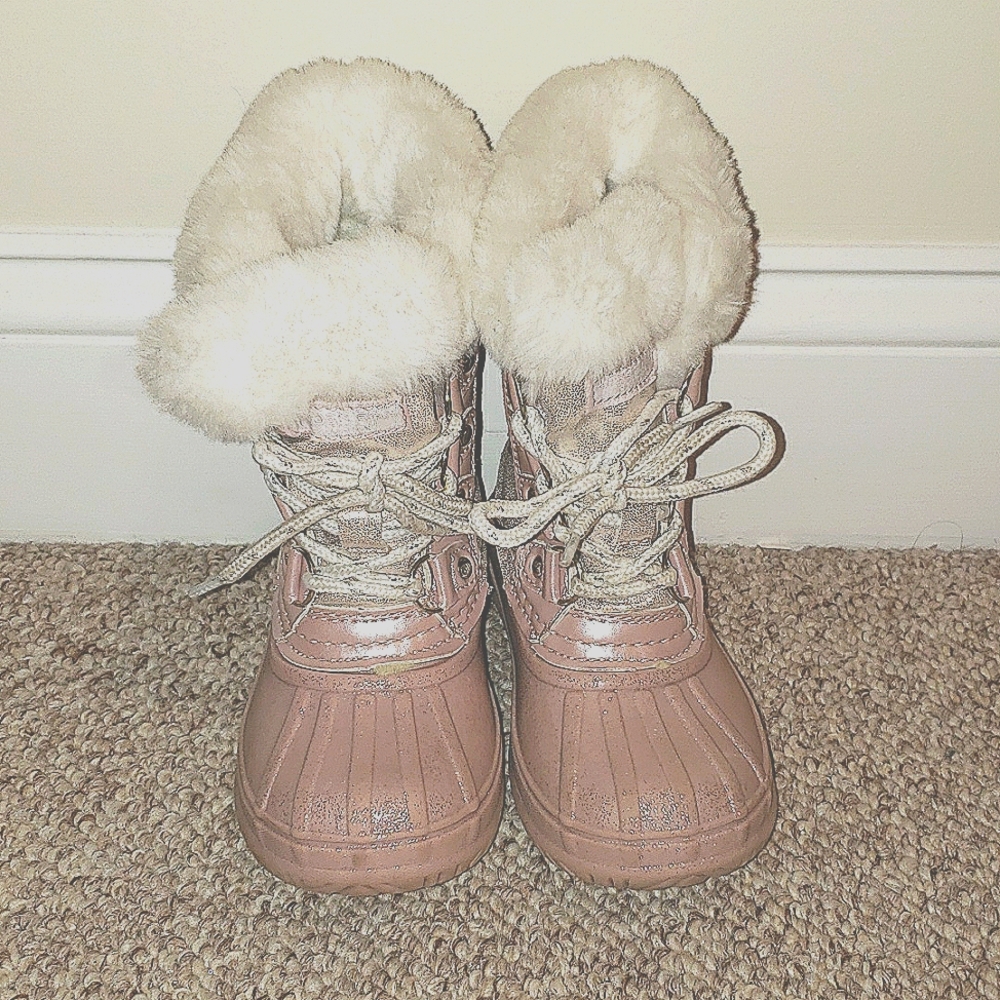 London Fog sparkly faux fur boots